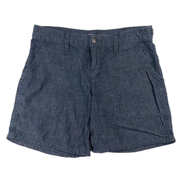 VINCE Women's Blue Chambray Look Cargo Shorts Rinse Wash Size 25 100% Cotton - Picture 1 of 9